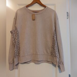 Jane and Delancey Tan Sweatshirt with Lace Detail
